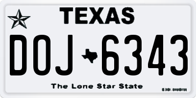 TX license plate DOJ6343