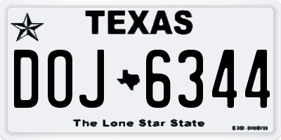 TX license plate DOJ6344