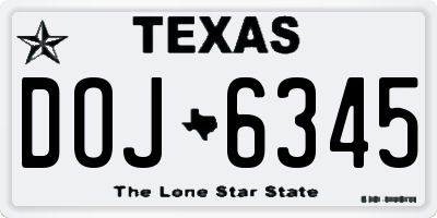 TX license plate DOJ6345