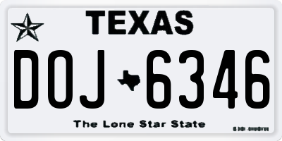 TX license plate DOJ6346