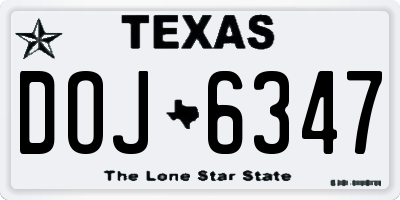 TX license plate DOJ6347