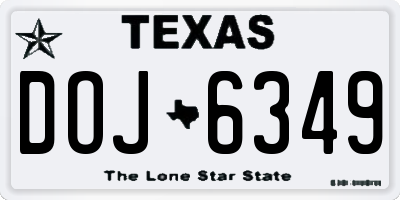 TX license plate DOJ6349