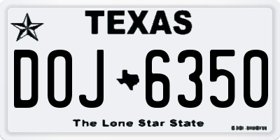 TX license plate DOJ6350