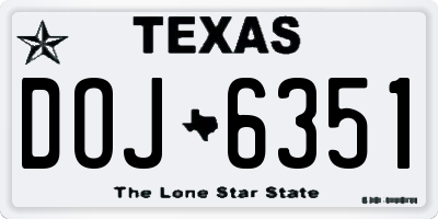 TX license plate DOJ6351