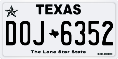 TX license plate DOJ6352