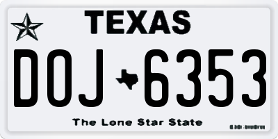 TX license plate DOJ6353