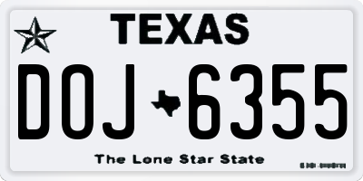 TX license plate DOJ6355