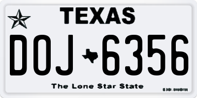 TX license plate DOJ6356