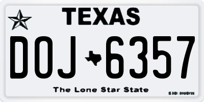 TX license plate DOJ6357
