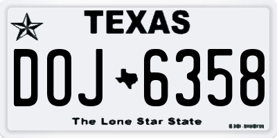 TX license plate DOJ6358