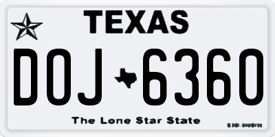 TX license plate DOJ6360
