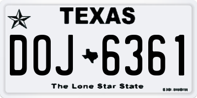 TX license plate DOJ6361