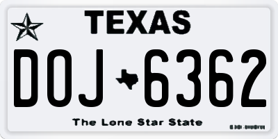 TX license plate DOJ6362