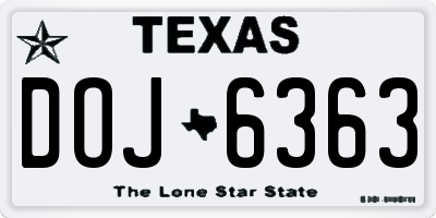 TX license plate DOJ6363
