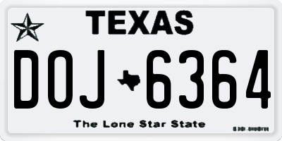TX license plate DOJ6364