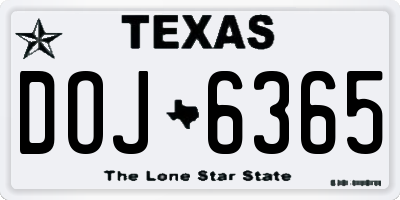 TX license plate DOJ6365