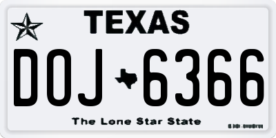TX license plate DOJ6366