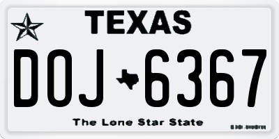 TX license plate DOJ6367