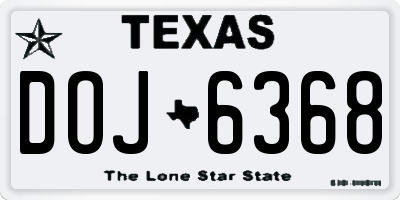 TX license plate DOJ6368