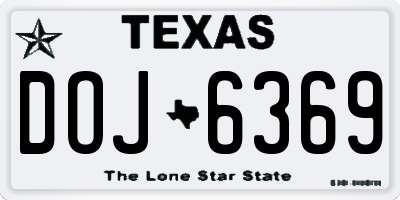 TX license plate DOJ6369