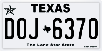 TX license plate DOJ6370