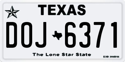 TX license plate DOJ6371