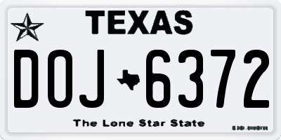 TX license plate DOJ6372
