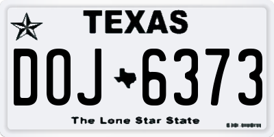TX license plate DOJ6373