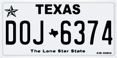 TX license plate DOJ6374