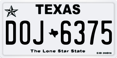 TX license plate DOJ6375