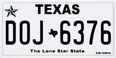 TX license plate DOJ6376