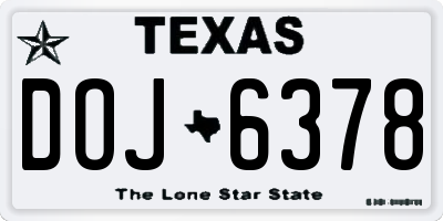 TX license plate DOJ6378
