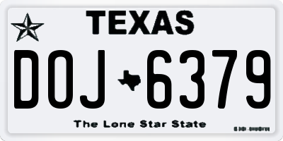 TX license plate DOJ6379