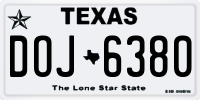 TX license plate DOJ6380