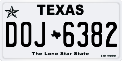 TX license plate DOJ6382