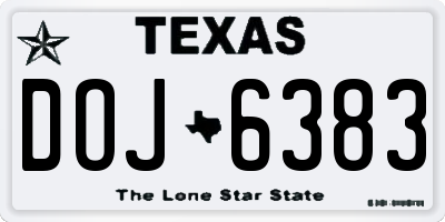 TX license plate DOJ6383