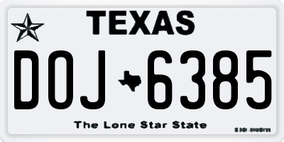 TX license plate DOJ6385