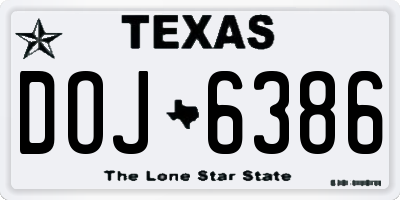 TX license plate DOJ6386