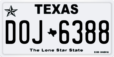 TX license plate DOJ6388
