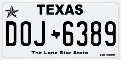 TX license plate DOJ6389