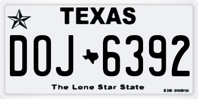 TX license plate DOJ6392