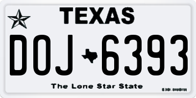 TX license plate DOJ6393