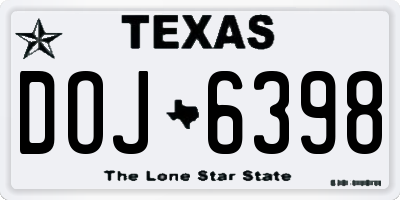 TX license plate DOJ6398