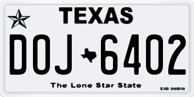 TX license plate DOJ6402