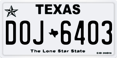 TX license plate DOJ6403