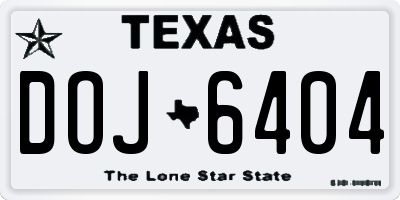 TX license plate DOJ6404
