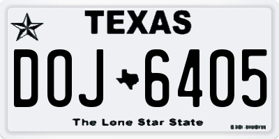 TX license plate DOJ6405
