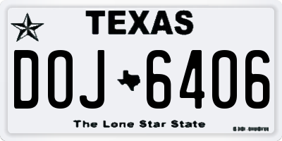 TX license plate DOJ6406