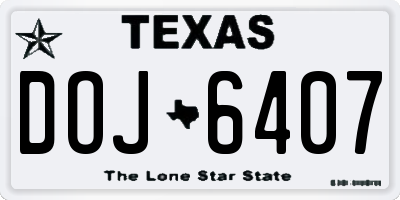 TX license plate DOJ6407