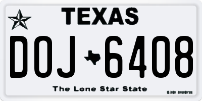 TX license plate DOJ6408